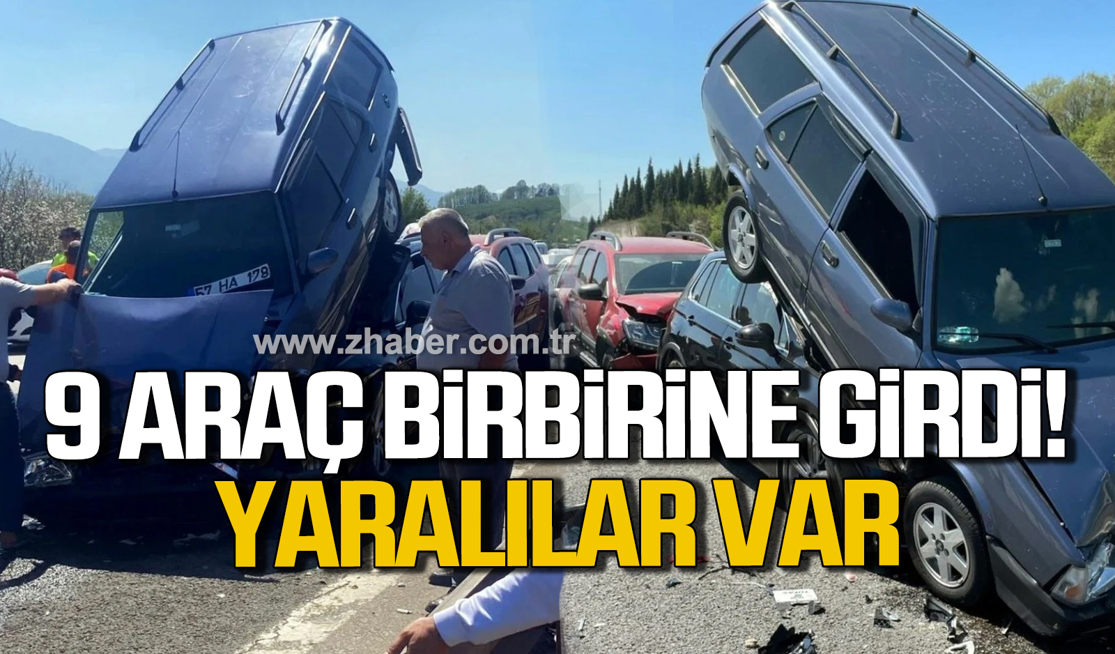 Sakarya geçişinde 9 araçlı zincirleme kaza 2 yaralı