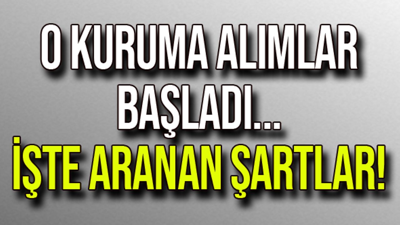 O kuruma Alımlar başladı... İşte aranan şartlar!