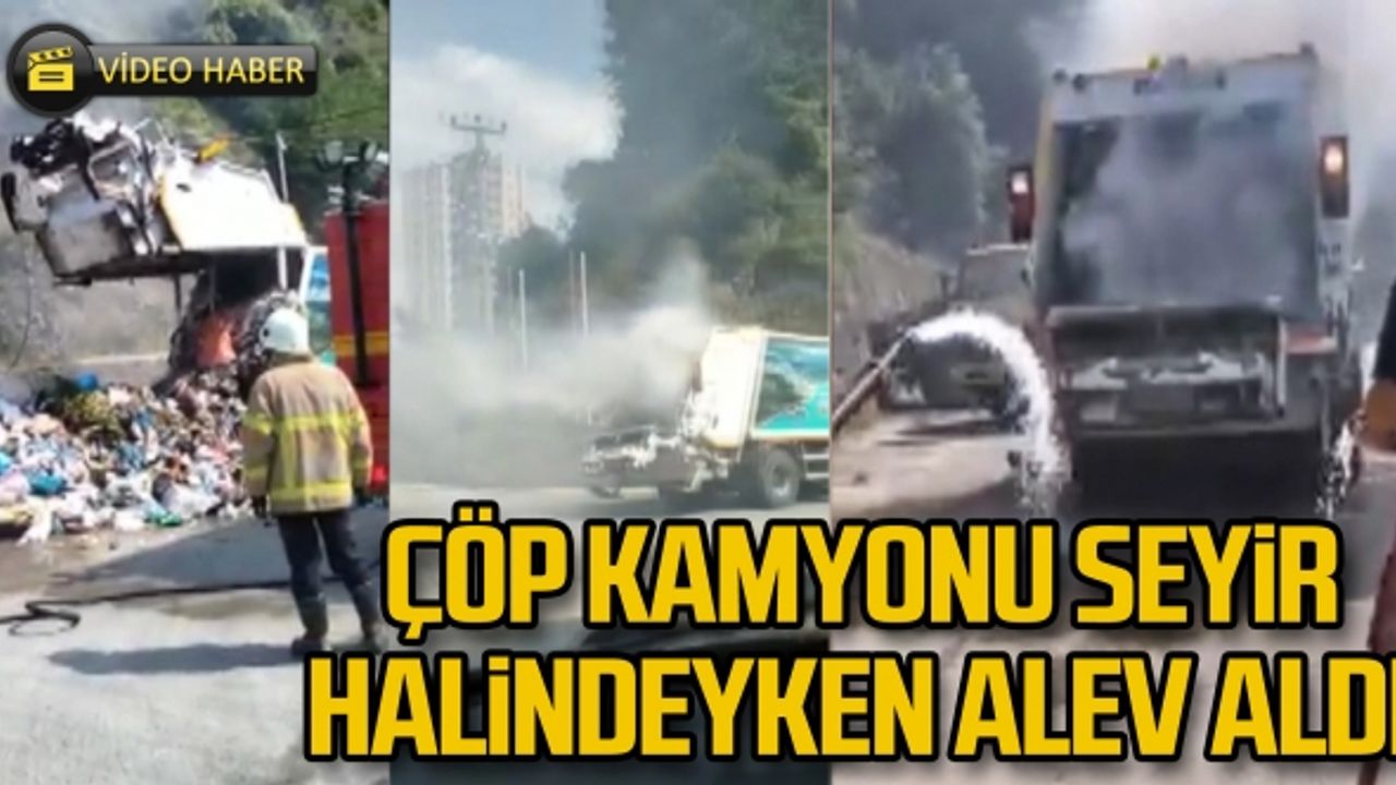 Çöp kamyonu, seyir halindeyken alev aldı