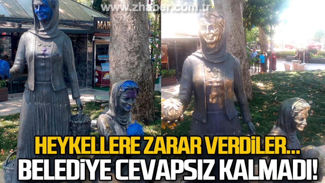 Heykellere zarar verdiler... Belediye cevapsız kalmadı!