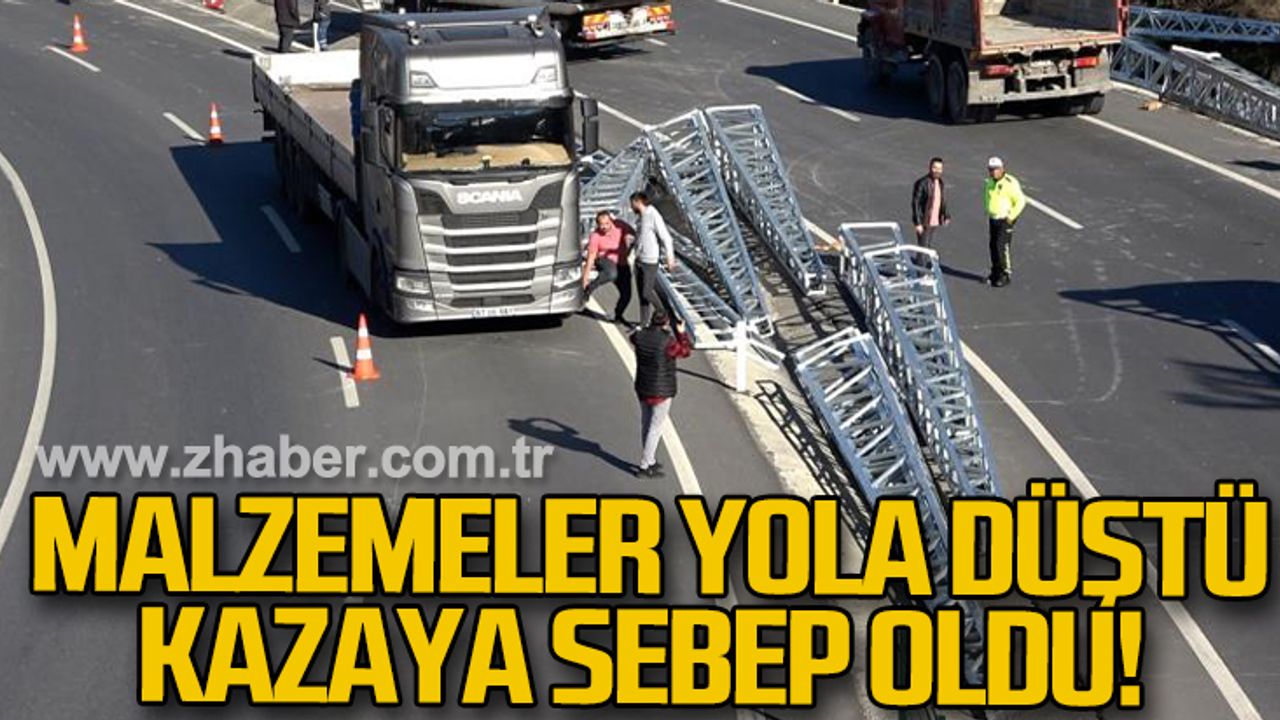 Malzemeler yola düştü kazaya sebep oldu!