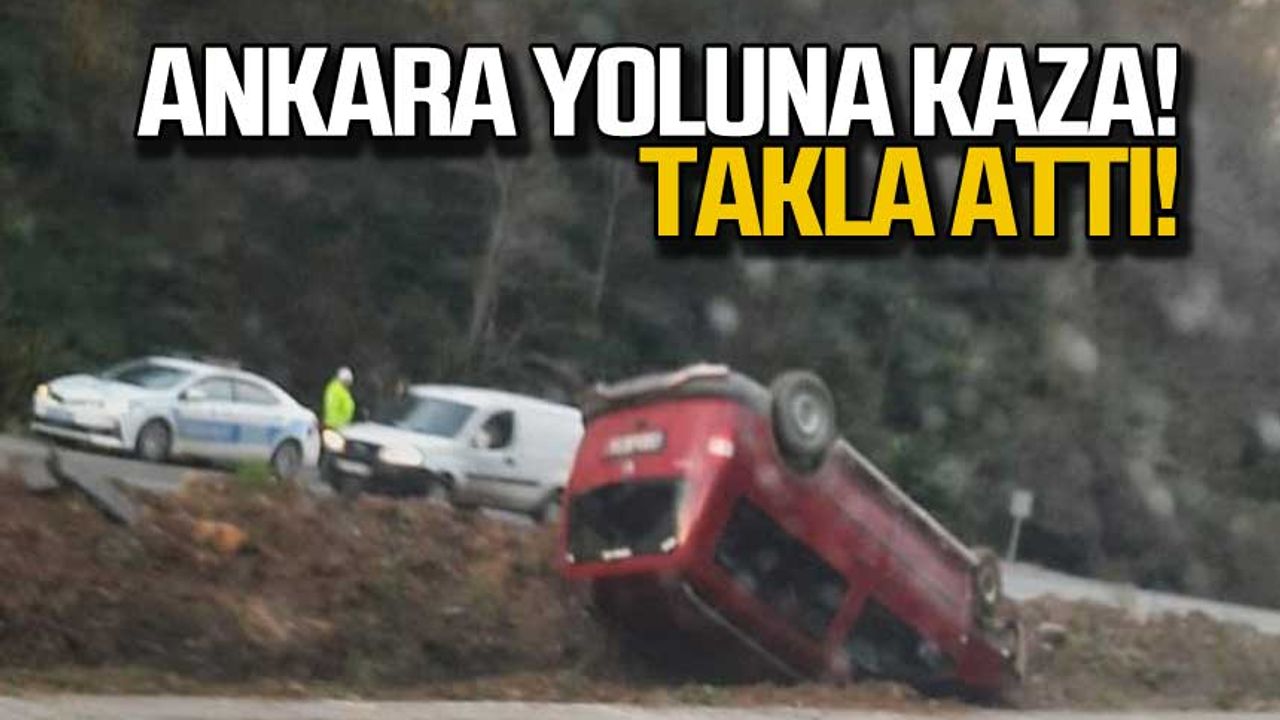 Ankara yolunda araç takla attı! 2 yaralı!