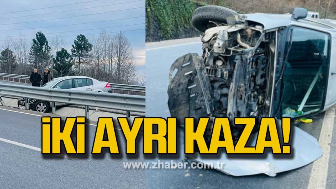 Zonguldak Ereğli yolunda iki ayrı kaza!
