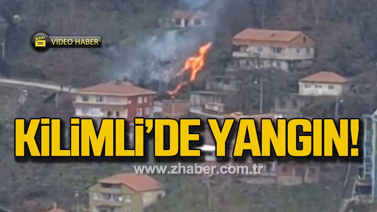 Kilimli'de bir evin bahçesinde yangın çıktı!