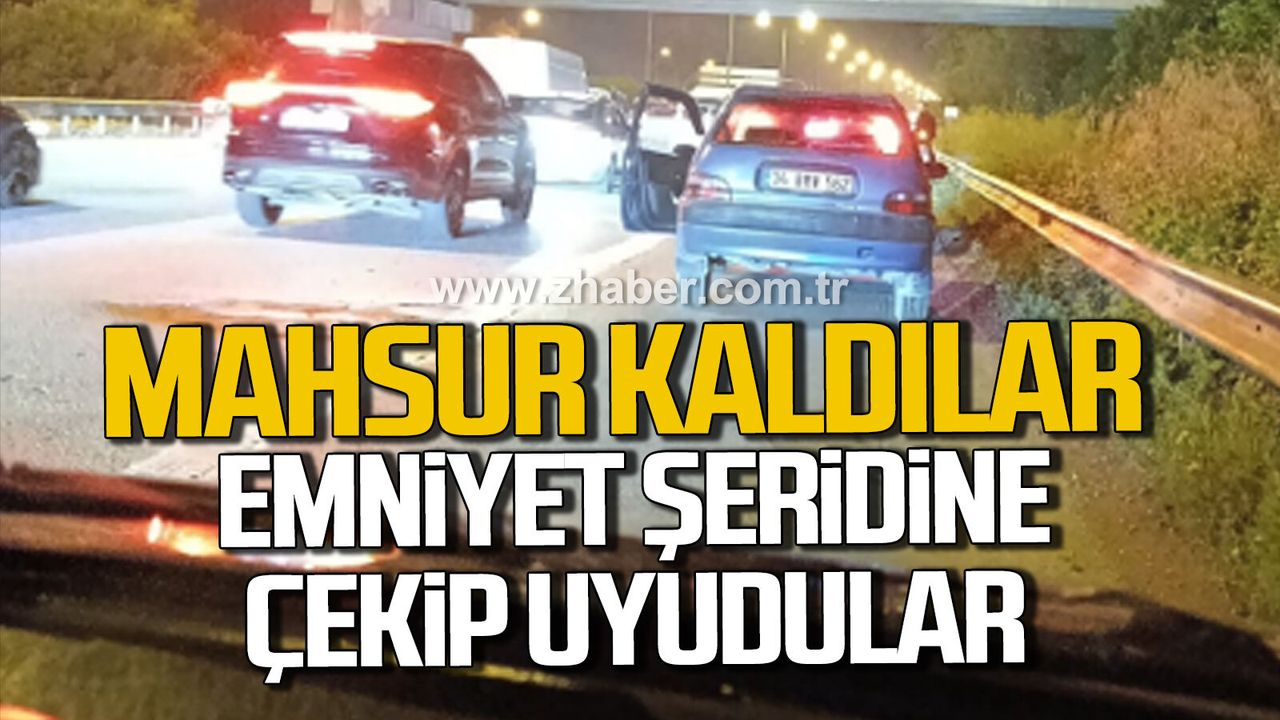 Bolu–Düzce yolunda trafik çilesi. Emniyet şeridine çekip uyudular