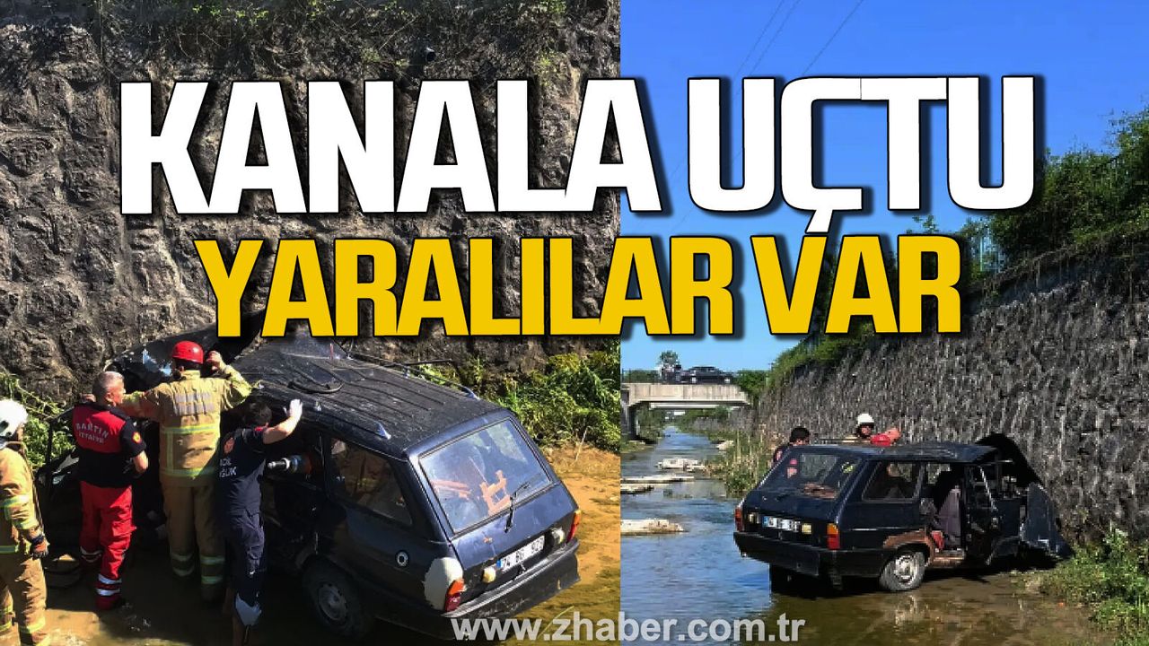 Bartın’da otomobil kanala uçtu. Yaralılar var.