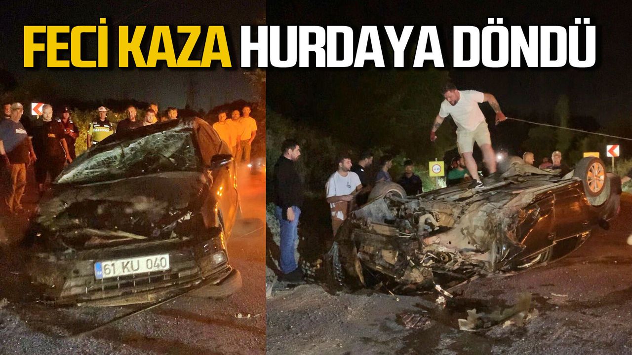 Zonguldak'ta gece yarası takla atan araç hurdaya d