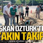 Vedat Öztürk sahada. Çalışmaları yerinde inceledi.