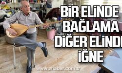 Bir elinde bağlama diğer elinde iğne...