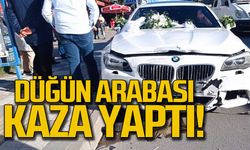 Düğün arabası kaza yaptı!