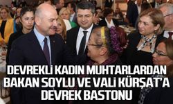 Devrekli kadın muhtarlardan Bakan Soylu ve Vali Kürşat’a Devrek Bastonu