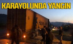 Tırın lastiği alev aldı, faciaya yol açmadan söndürüldü
