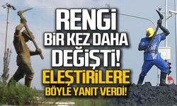 Tartışmalara neden oldu... Heykelin rengi yine değişti!