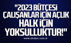 "2023 BÜTÇESİ ÇALIŞANLAR İÇİN AÇLIK, HALK İÇİN YOKSULLUKTUR!"