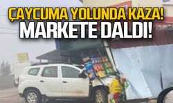 Çaycuma yolunda kaza! Markete daldı!