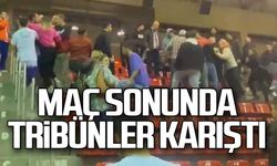 Maç sonunda tribünler karıştı