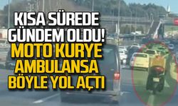 Kısa sürede gündem oldu... Motokurye ambulansa böyle yol verdi