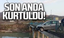 Alaplı'da kaza! Köprüde asılı kaldı