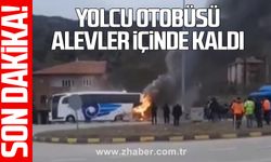 Yolcu otobüsü alevler içinde kaldı