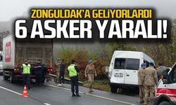 Zonguldak'a gelen askeri minibüs kaza yaptı! 6 asker yaralı!