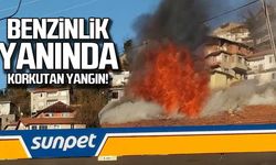 Benzinlik yanında korkutan yangın!
