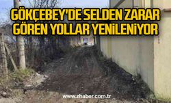 Gökçebey'de selden zarar gören yollar yenileniyor