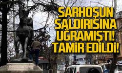 Sarhoşun saldırısına uğrayan İnönü heykeli tamir edildi!