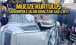 Şarampole uçan araçtan sağ çıktı
