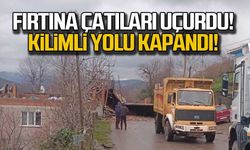 Zonguldak'ta fırtına çatıları uçurdu... Yol kapandı!