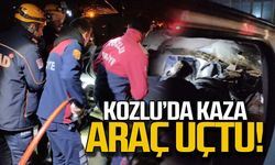 Kozlu'da kaza! Araç uçtu içinde sıkıştılar!