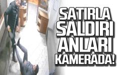 Taksiciye satırla saldırı anı kamerada!