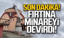 Fırtınaya dayanamadı... Minare devrildi