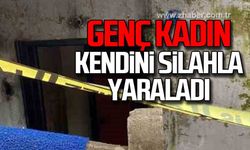 Genç kadın kendini silahla yaraladı