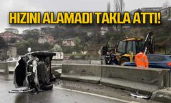 Hızını alamadı... Takla attı!