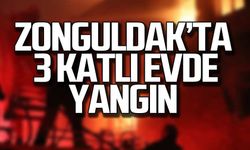 Zonguldak’ta 3 katlı evde yangın