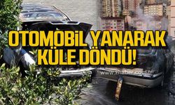 Otomobil yanarak küle döndü