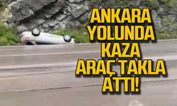 Ankara yolunda kaza araç takla attı!