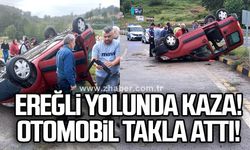 Ereğli yolunda kaza! Otomobil takla attı!