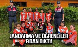 Jandarma ve öğrenciler fidan dikti!