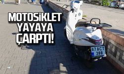 Motosiklet yayaya çarptı!