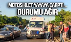 Motosiklet yolun karşısına geçmeye çalışan yaşlı adama çarptı