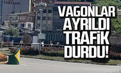 Vagonlar ayrıldı, trafik durdu!
