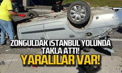 Zonguldak İstanbul yolunda takla attı. Yaralılar var!