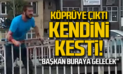 Fevkani'de olay! Köprüye çıktı kendini kesti!