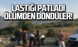 Lastiği patladı... Ölümden döndüler!