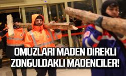 Omuzları maden direkli Zonguldaklı madenciler!