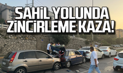 Zonguldak Kozlu sahil yolunda 4 araç birbirine girdi!