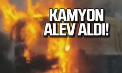 Kamyon alev aldı!