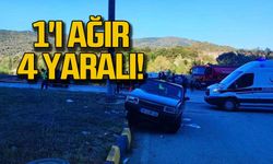 iki otomobil çarpıştı: 1'i ağır 4 yaralı!