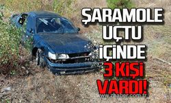 Şarampole uçtu! İçinde 3 kişi vardı!